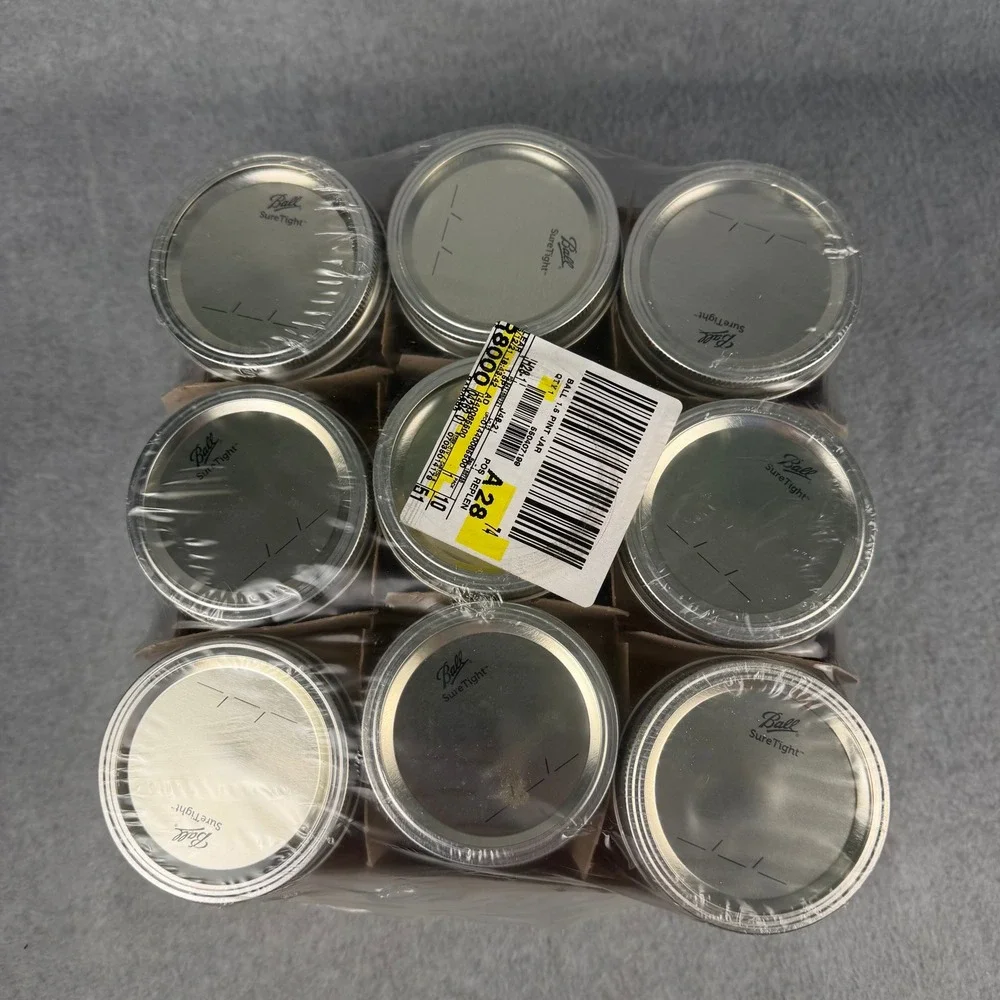 Vtg Ball Mason Jars 9-Pack 24oz 1.5 Pint Wide Mouth Clear Glass SureTight Lids
